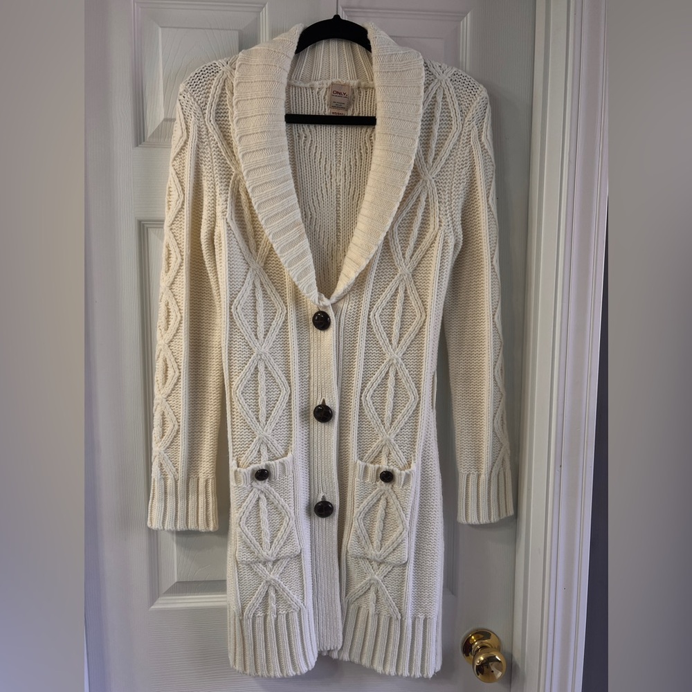 Only Cream Cable Knit Cardigan